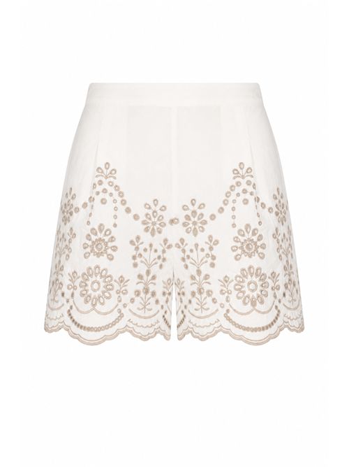 Shorts Amani in cotone chambray con ricamo Bianco Mc2 Saint Barth | AMN000101312L